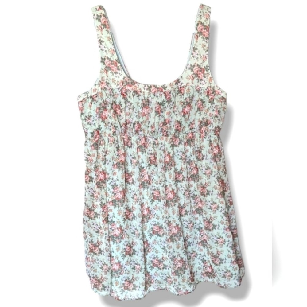 Flowy Green Flowered Sleeveless Top Zara NWT